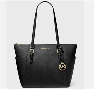 New Michael Kors Charlotte Large Tote Saffiano Leather Black